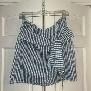 Superdown Navy and White Checkered Skirt